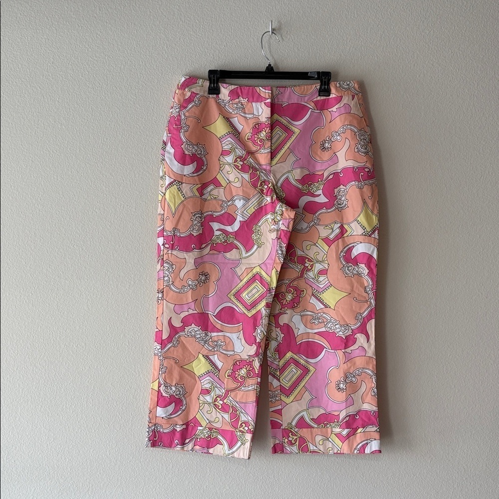 Multicolor Trousers with pink and orange paisley design -similar to Pucci
